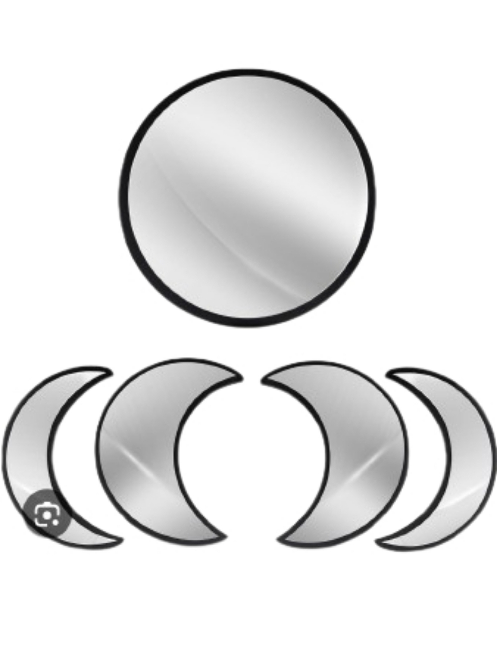 5pc Moon Phases Black Mirror Set Home Wall Decor